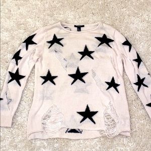 Cute star white ripped sweater!